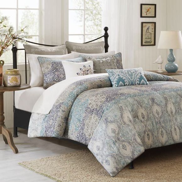 Harbor House Sanya Grey 100% Cotton Damask Embroidered 1 Euro Sham 26”x26” NEW - Picture 8 of 9